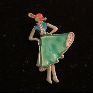 VINTAGE COLORFUL PIIQUE A JOUR PIN